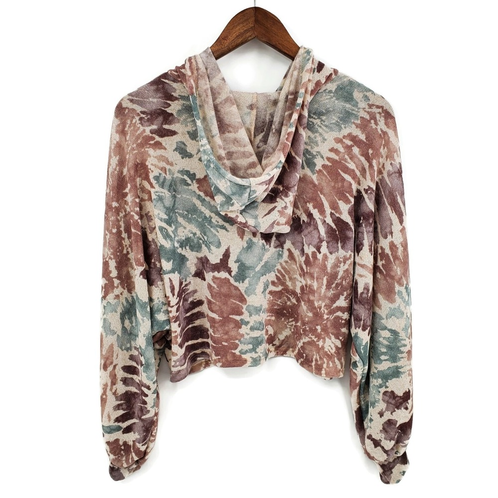 Lalavon Tie Dye Crop Hoodie Dolman Sleeve Lightweight Boho Pullover M - Picture 3 of 8